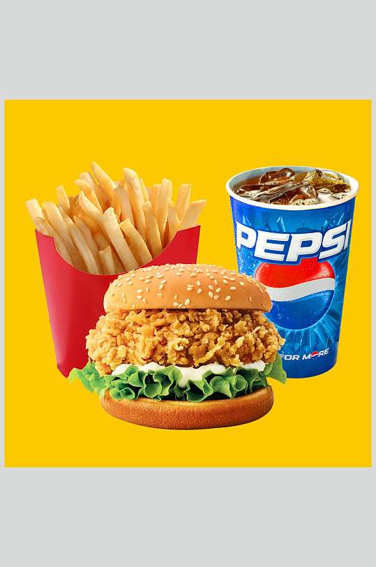 鲜香美味薯条可乐汉堡炸鸡套餐食品图片