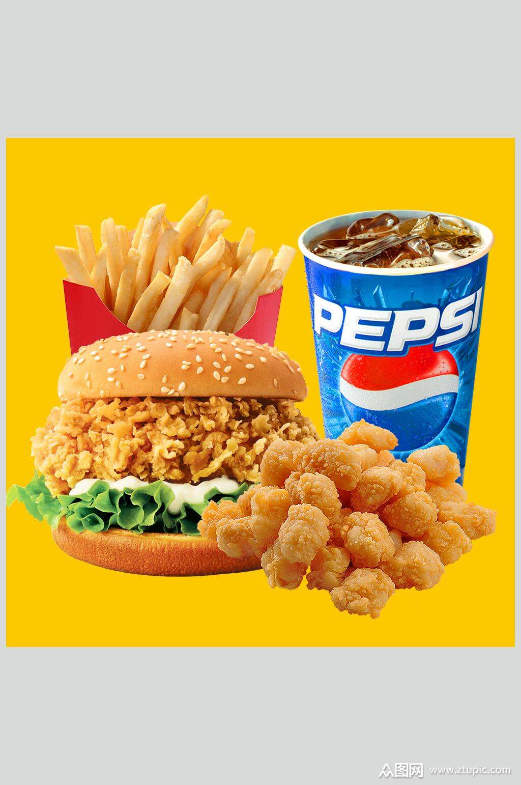 汉堡套餐炸鸡图片素材