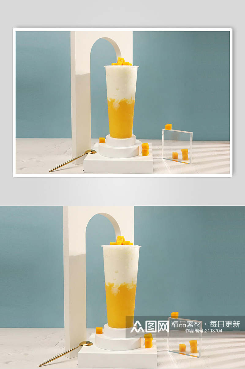 芒果果汁奶茶高清图片素材