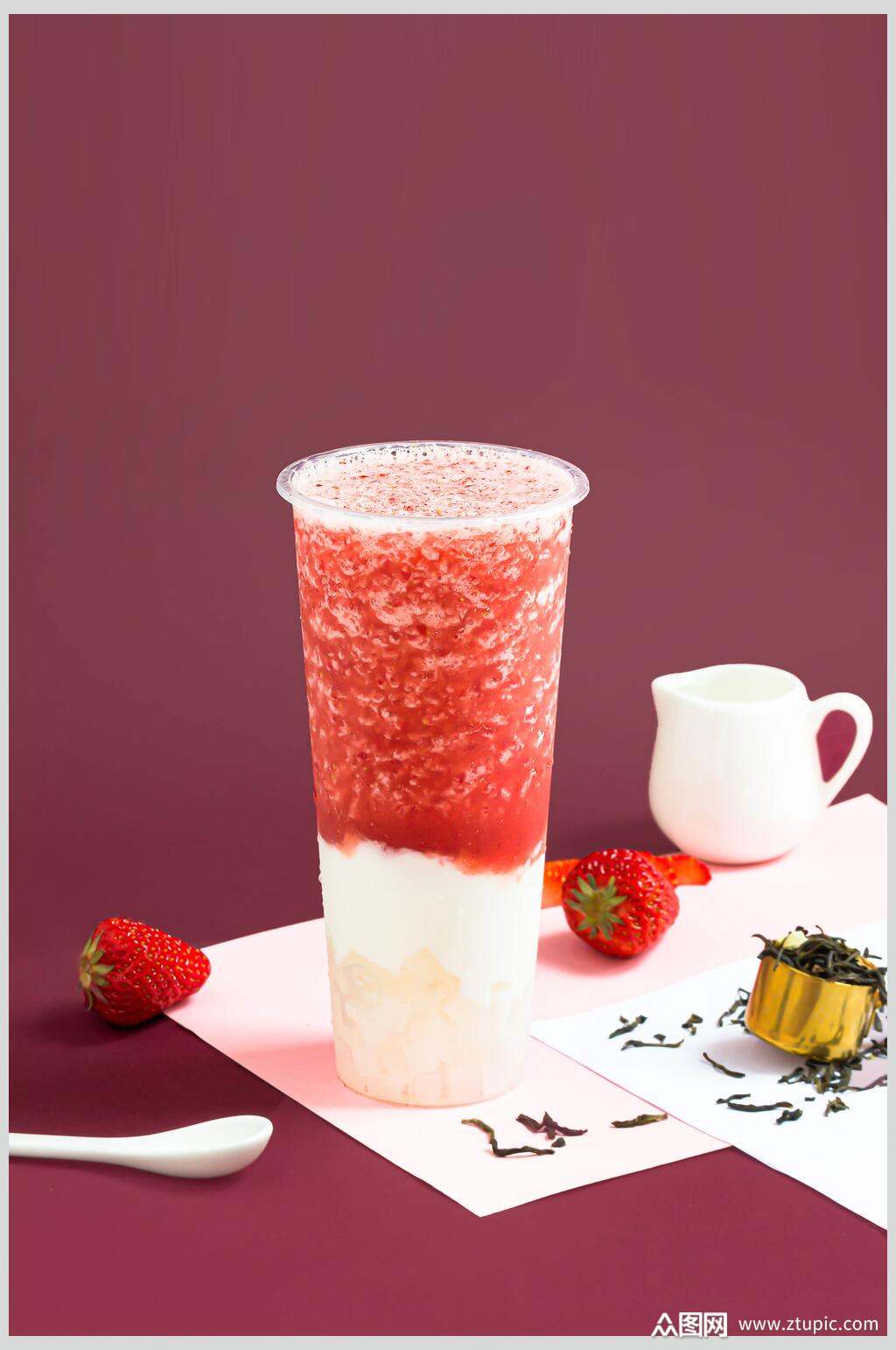 美味草莓奶茶果汁图片素材