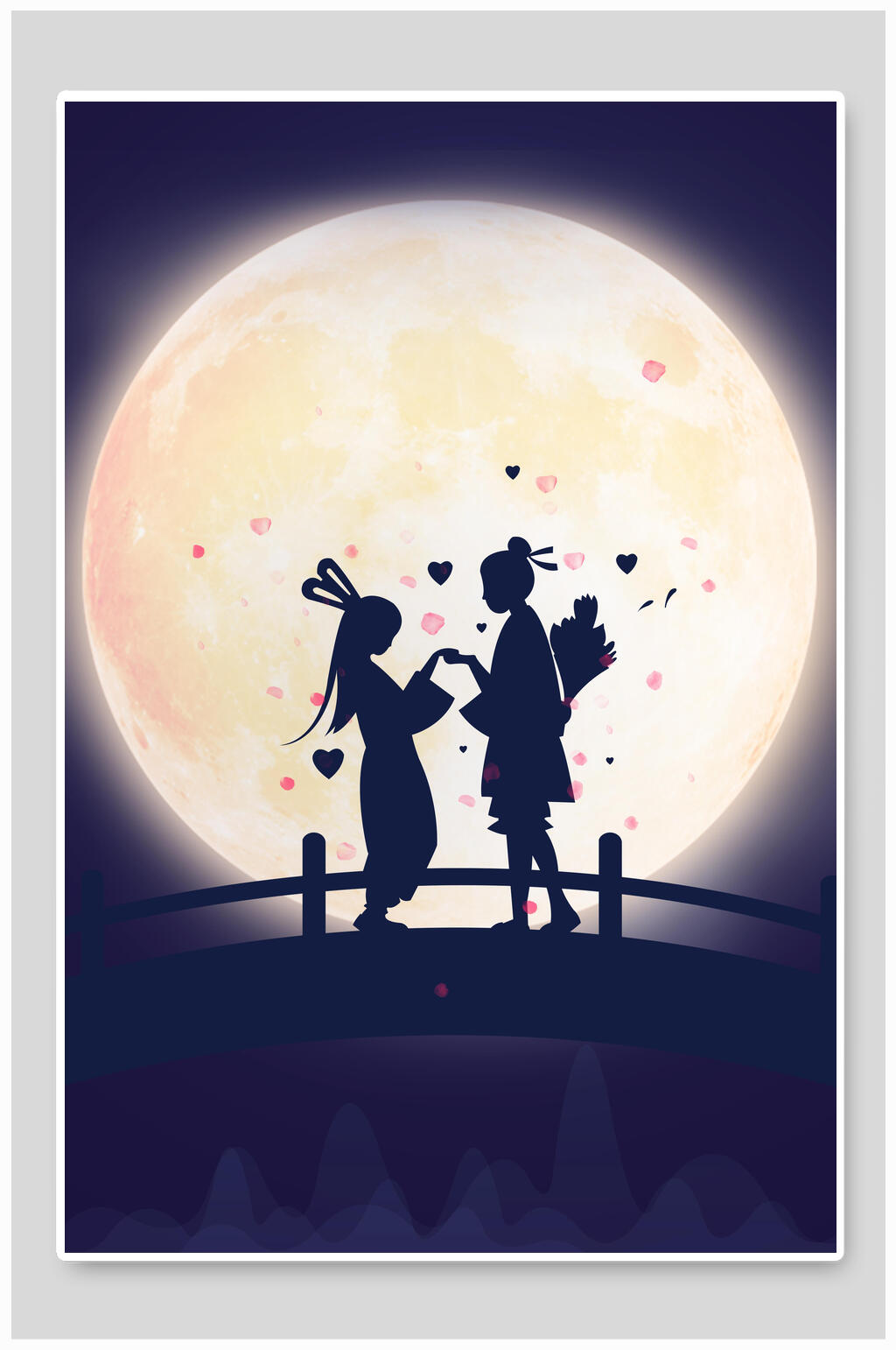 鹊桥相会七夕背景素材模板下载-编号2137315-众图网