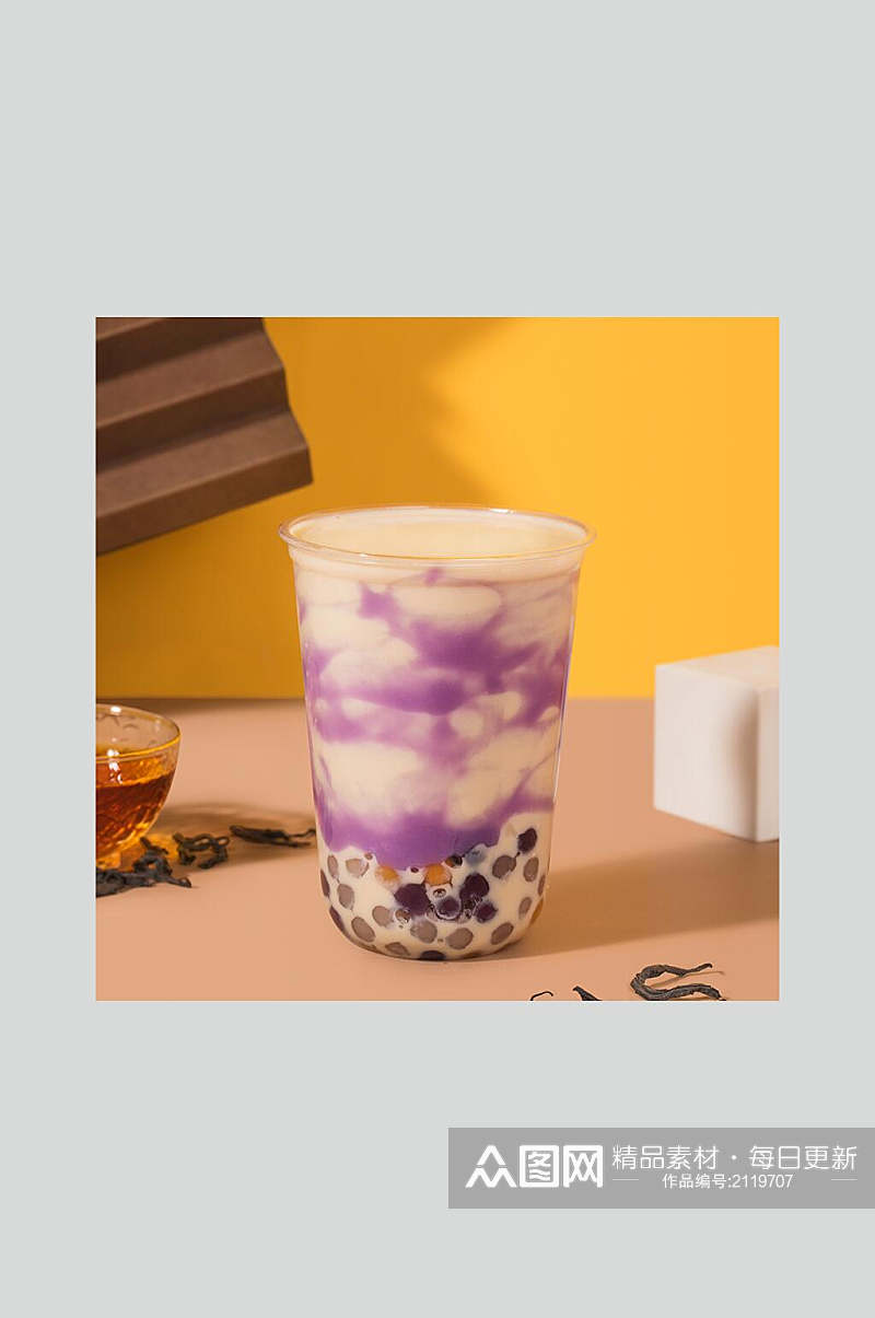 紫薯芋圆奶茶食物摄影图片素材