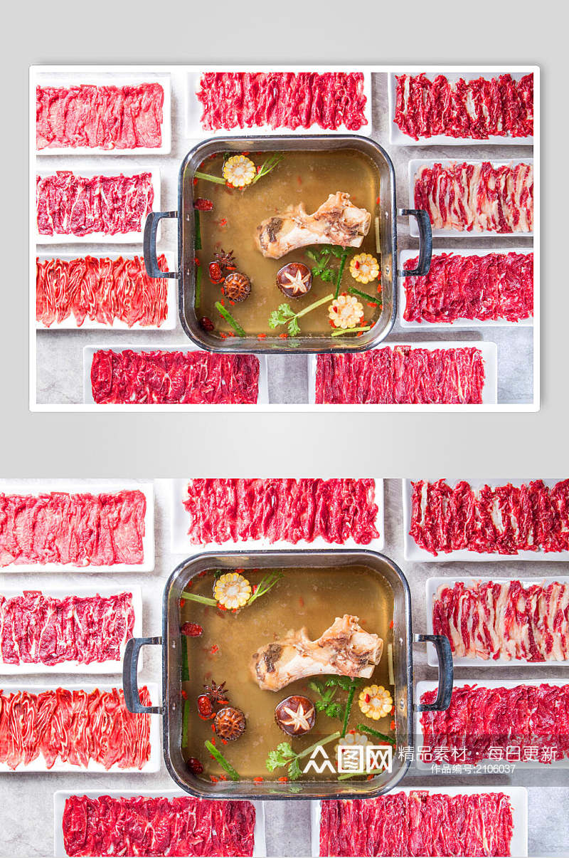 新鲜羊肉牛肉火锅高清图片素材