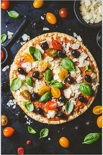 蓝莓水果披萨食物图片