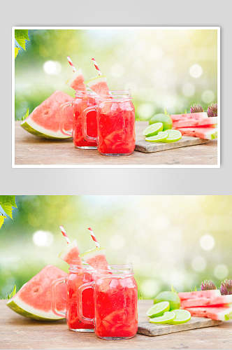 西瓜果汁奶茶美食摄影图片