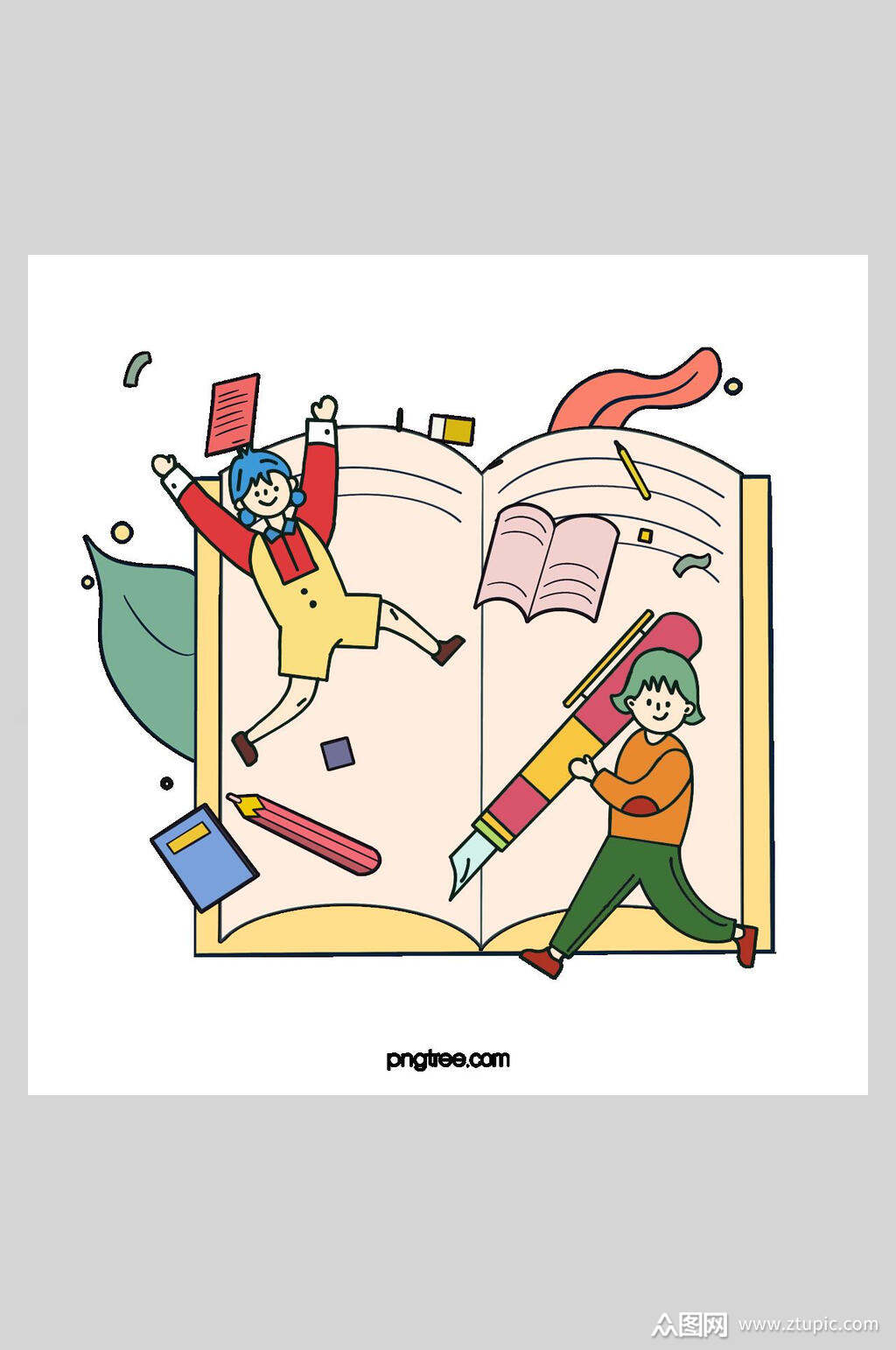 卡通风儿童写作业开学季插画模板下载-编号2141214-众图网