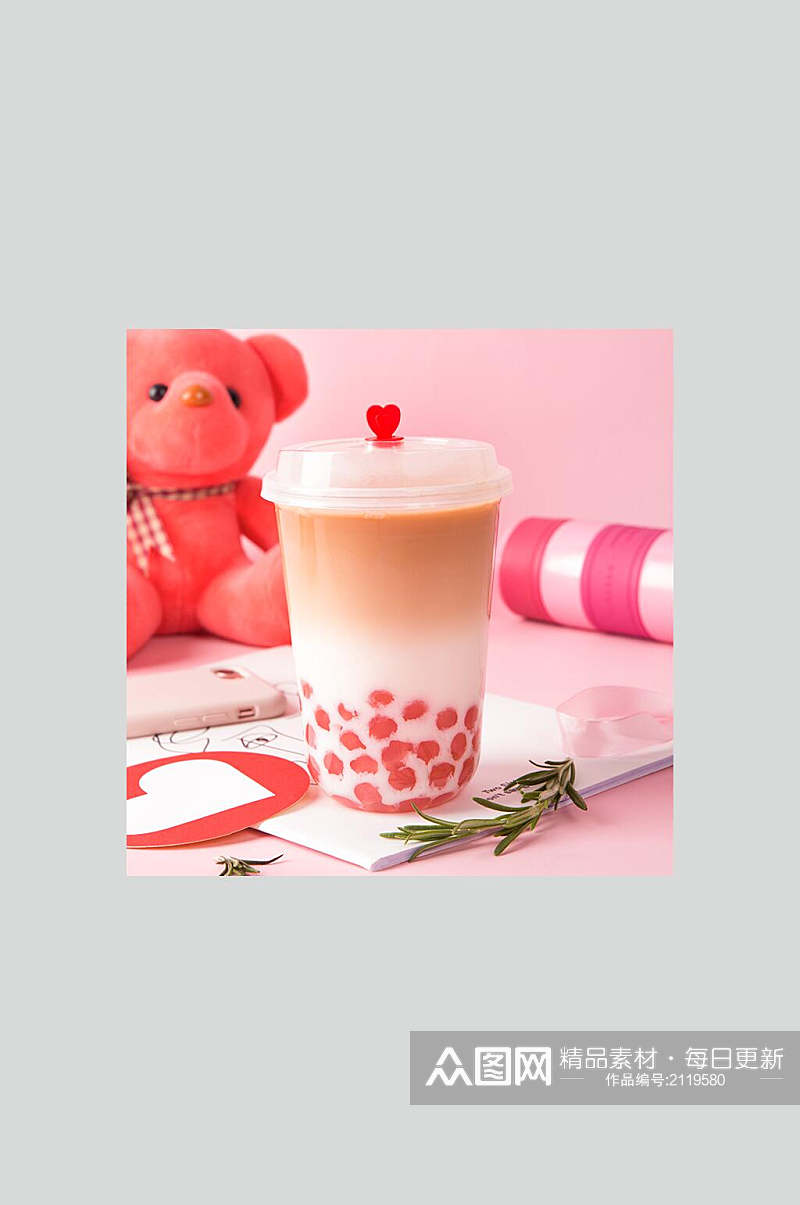 粉色珍珠奶茶食物高清图片素材