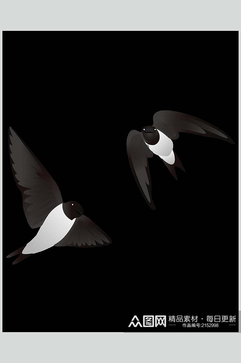 暗色系燕子矢量插画素材素材