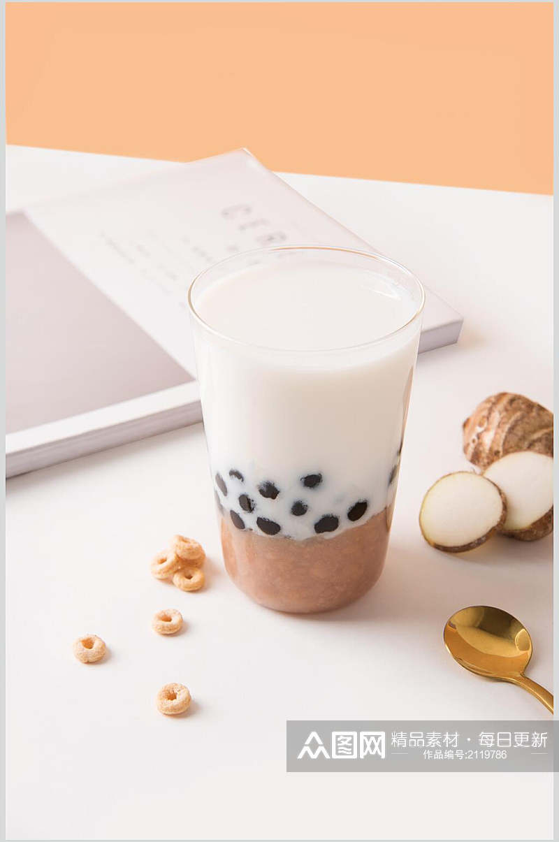 清新香芋珍珠果汁奶茶食物摄影图片素材