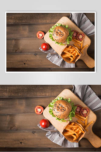 经典套餐汉堡炸鸡高清图片