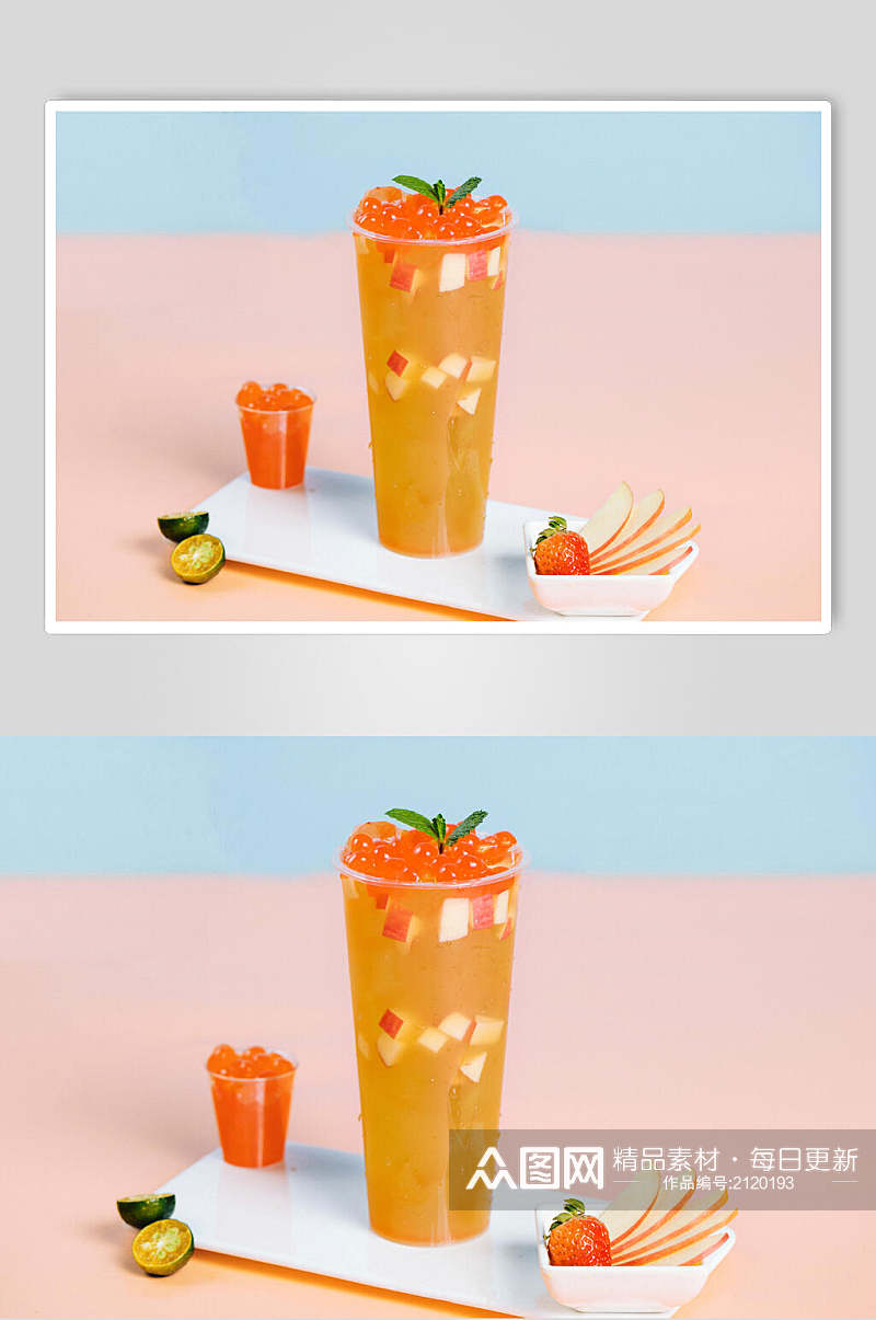 草莓青柠果汁奶茶食物高清图片素材