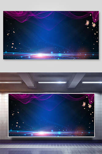 紫色现代科技风海报背景素材