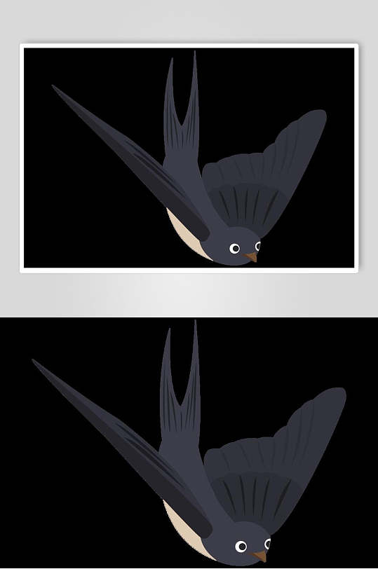 燕子矢量黑色背景插画素材设计元素
