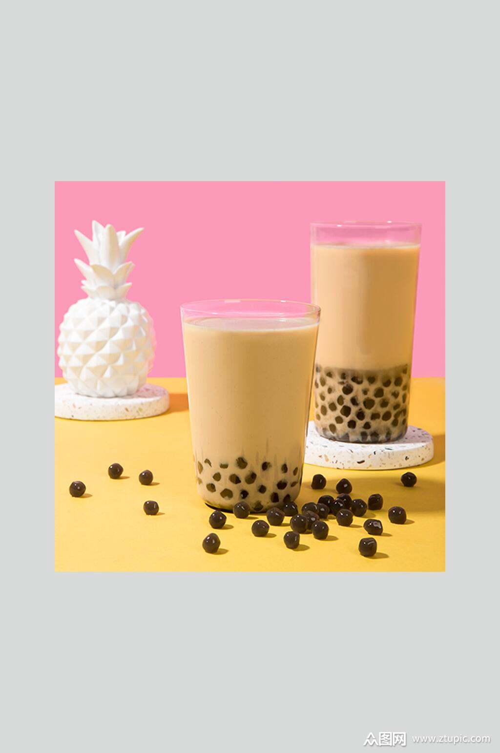 黑珍珠奶茶摄影图片素材