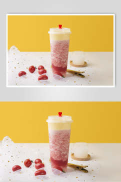 美味草莓果汁奶茶食品摄影图片
