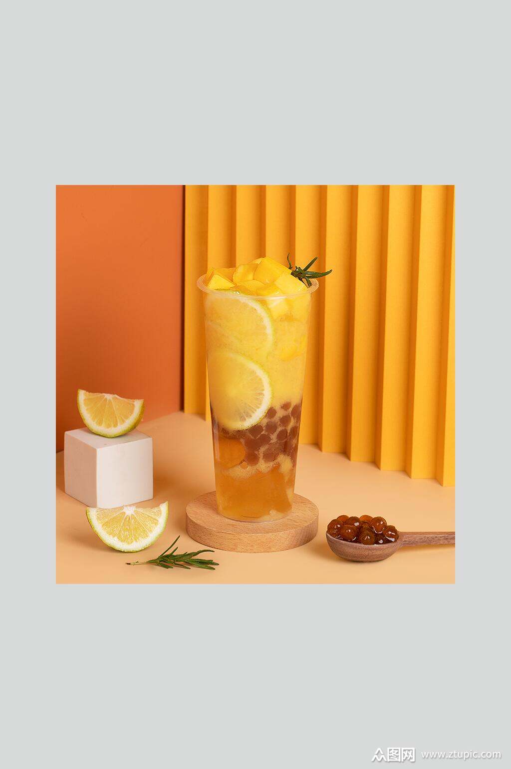 珍珠菠萝奶茶摄影图片