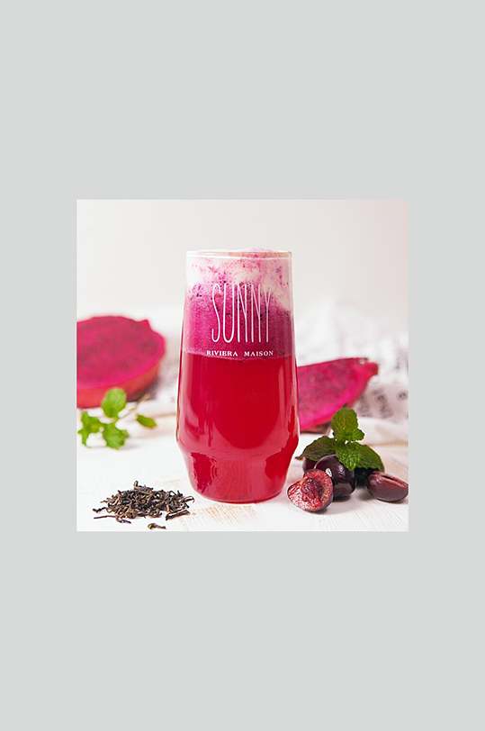 红心火龙果奶茶饮品图片