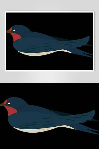 黑蓝色燕子矢量插画设计素材