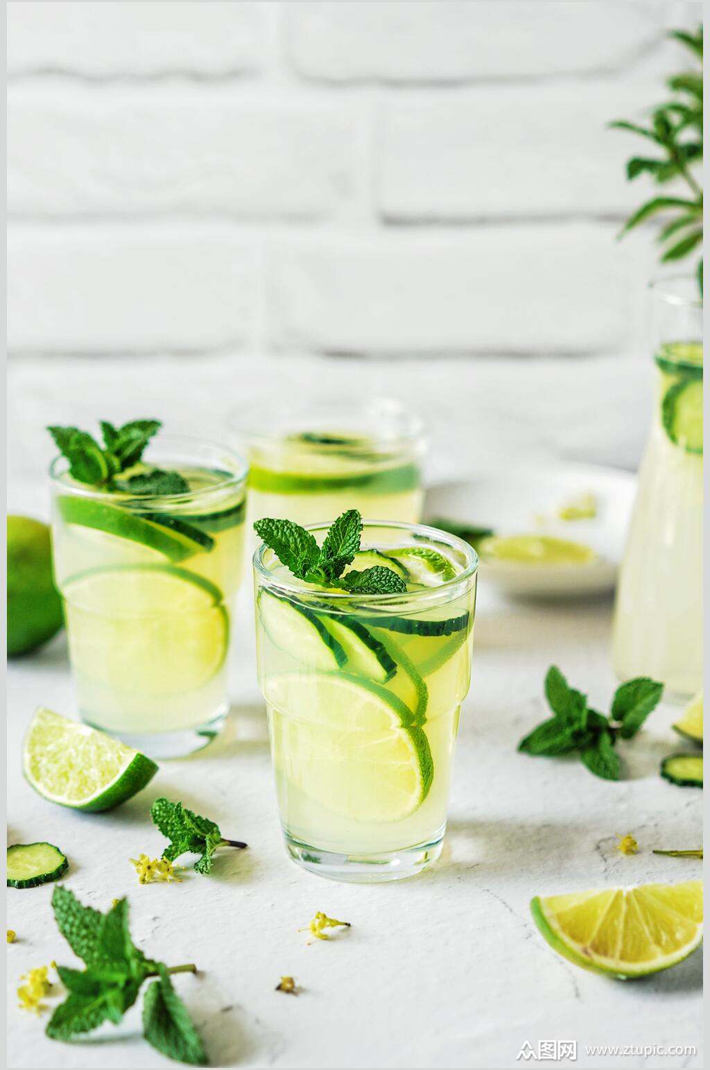 清新柠檬果汁奶茶食品摄影图片