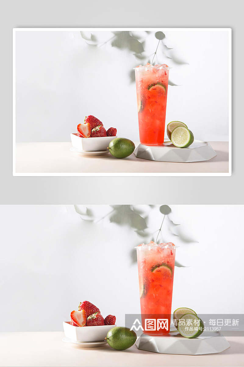 草莓柠檬果汁奶茶食品图片素材