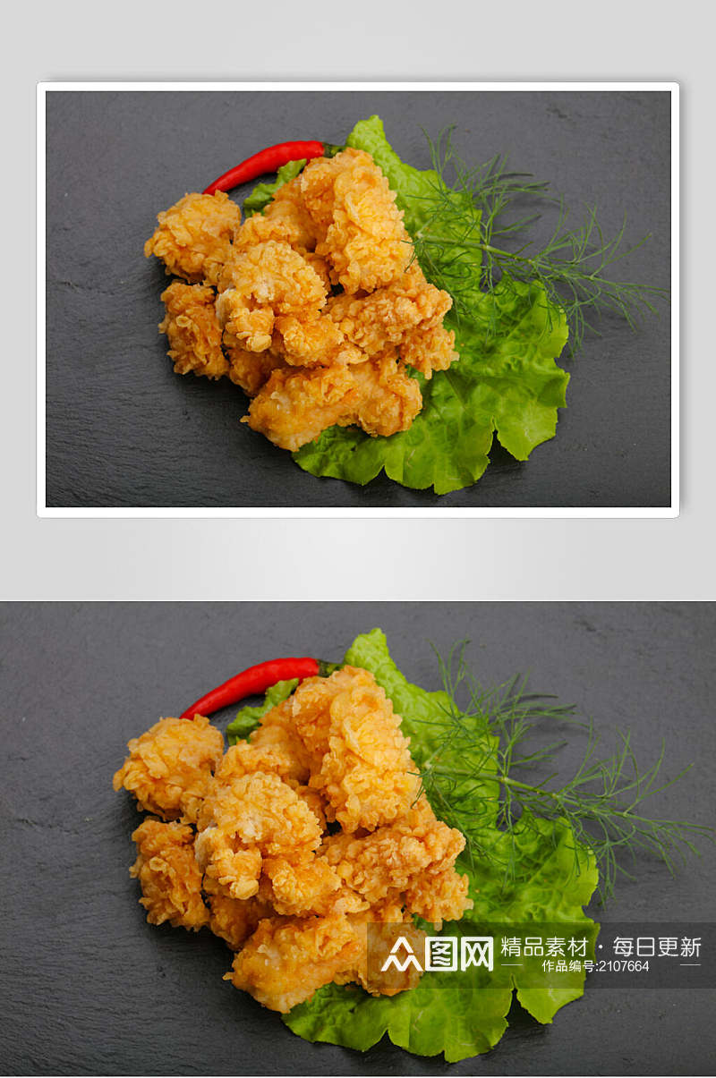 西餐香脆鸡米花汉堡炸鸡高清图片素材
