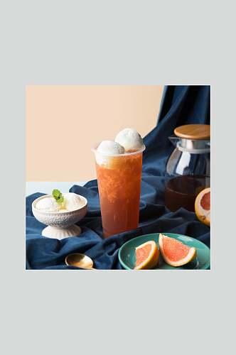红橙奶茶摄影图片
