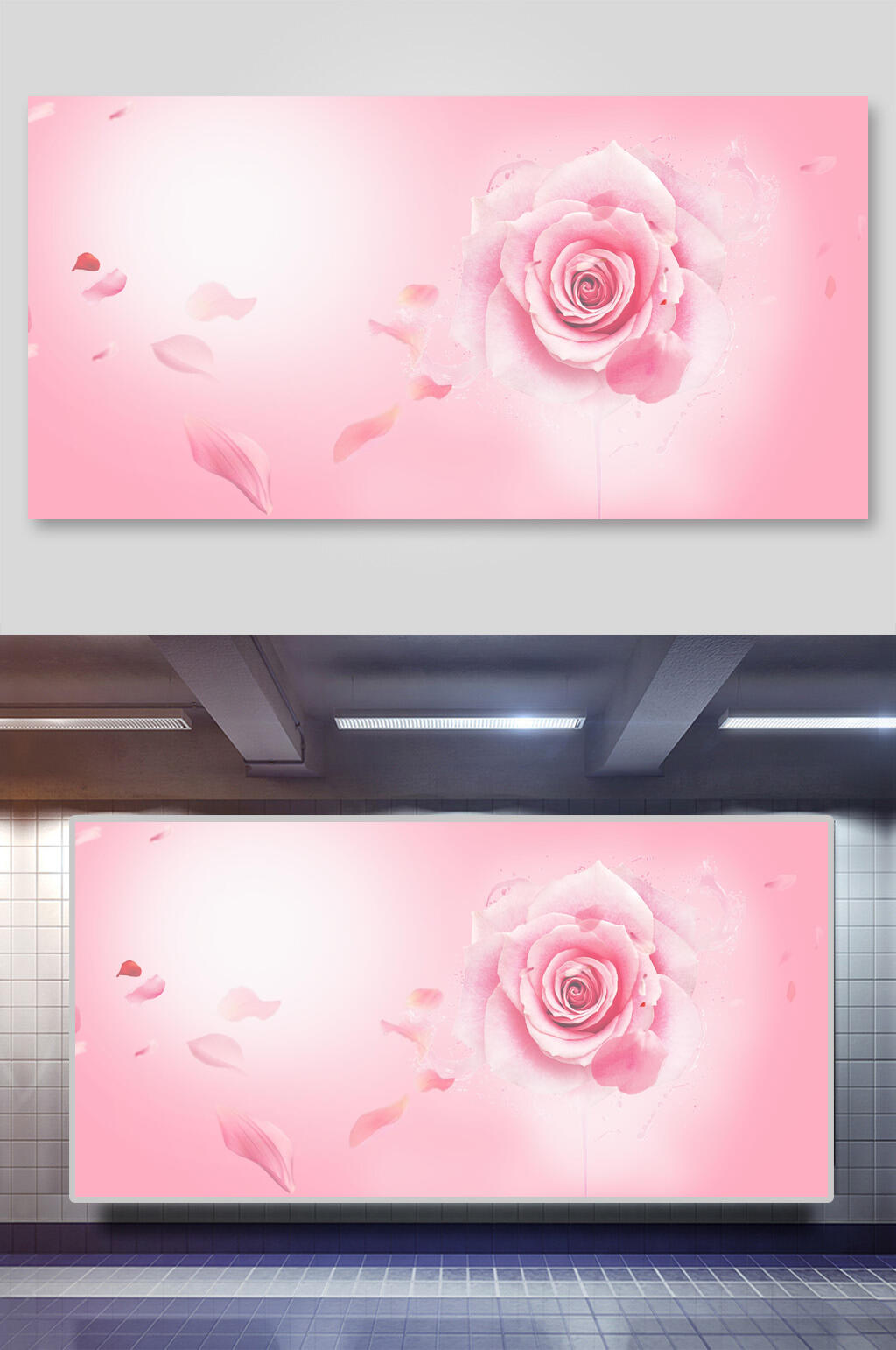 粉色花卉美妆电商banner背景素材素材