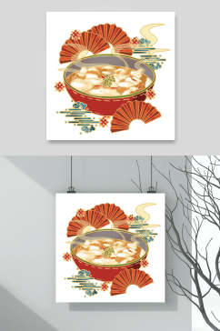 传统饺子美食插画素材