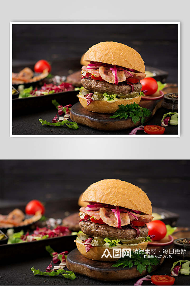 牛肉汉堡炸鸡高清图片素材