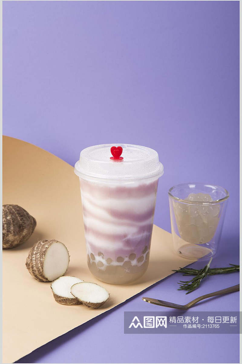 香芋果汁奶茶摄影图片素材
