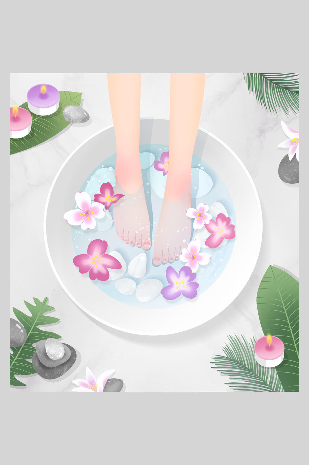 泡脚美容插画素材素材