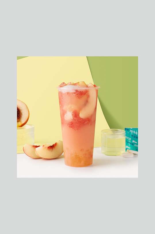 桃子奶茶摄影图片