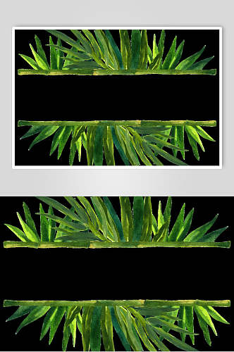 水彩绿色竹子矢量素材