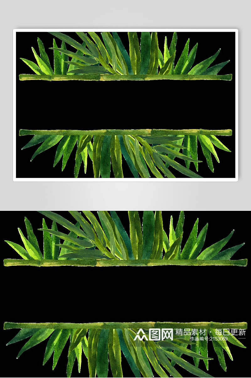 水彩绿色竹子矢量素材素材