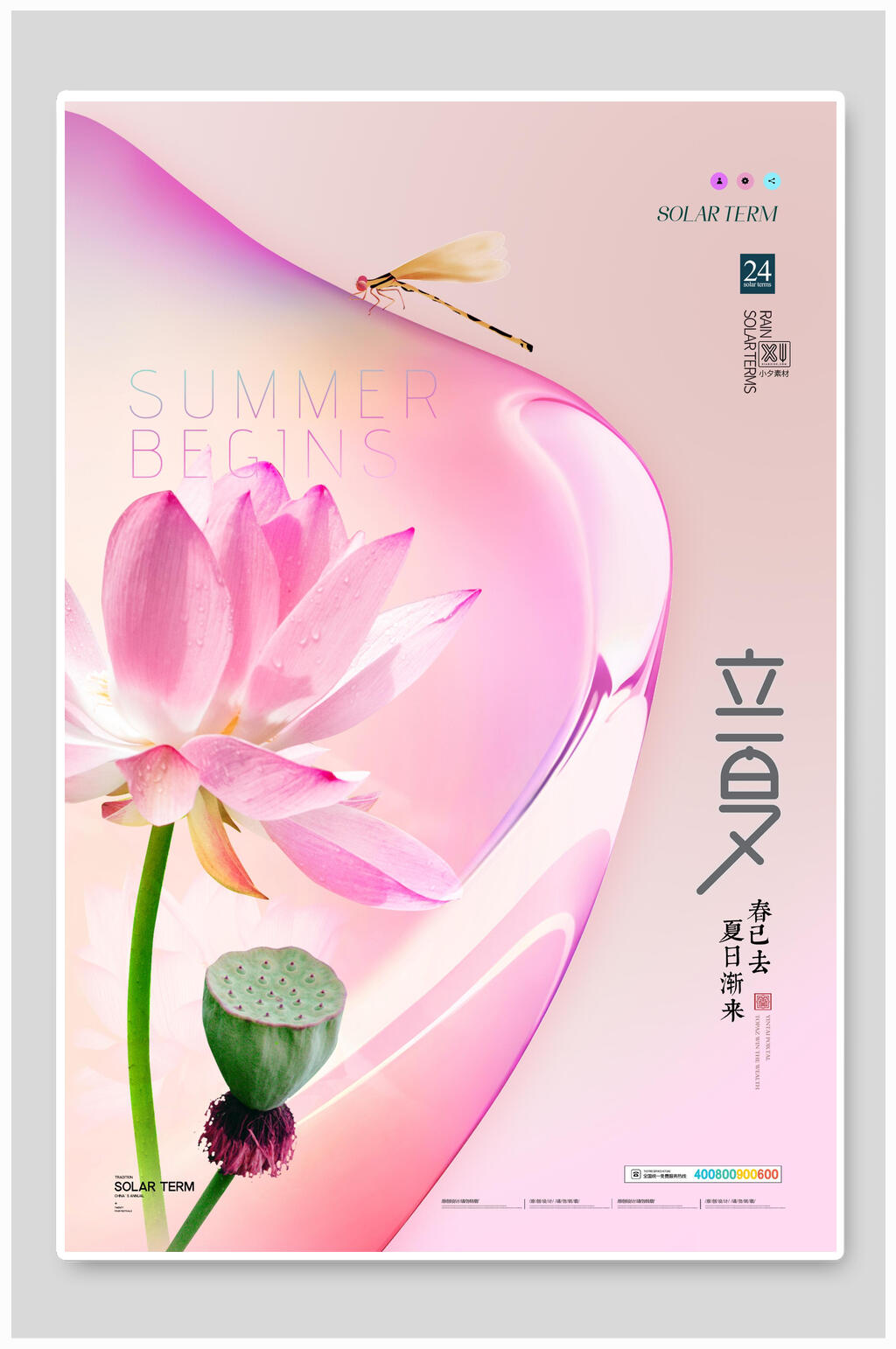 炫彩时尚荷花立夏海报素材