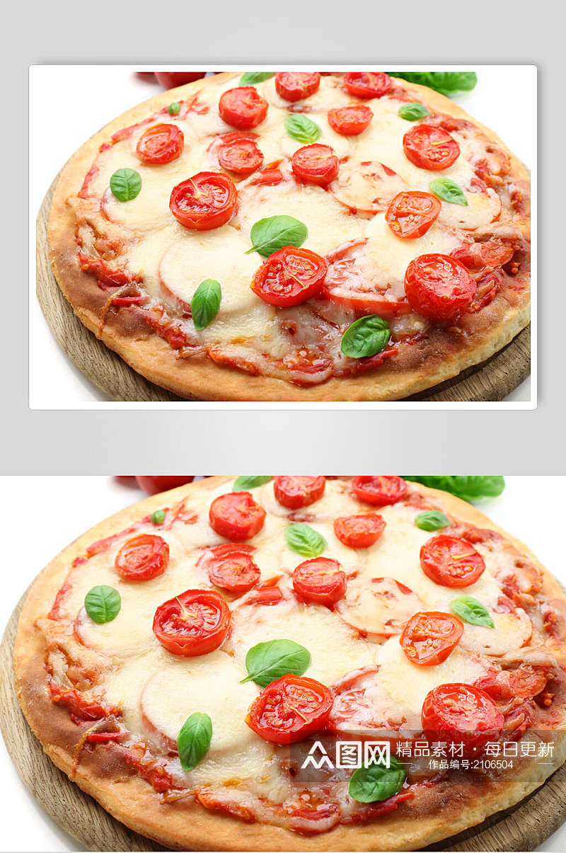 西红柿芝士披萨摄影图片素材