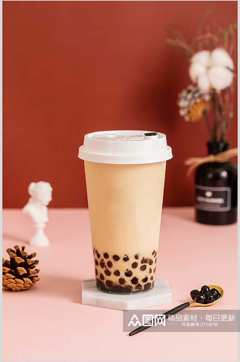 黑糖珍珠果汁奶茶食品摄影图片素材