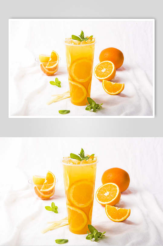 清爽夏日橙汁果汁奶茶食品图片