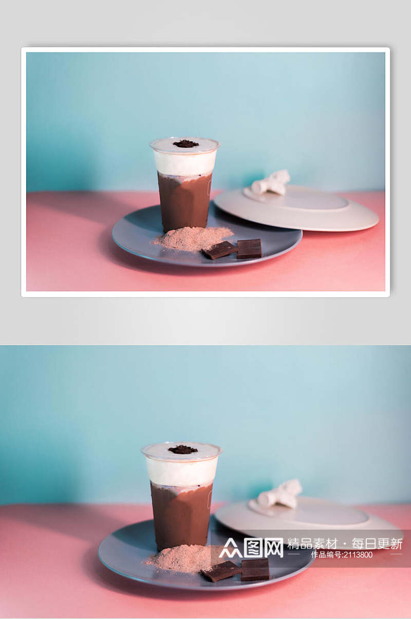 清新黑糖果汁奶茶摄影图片素材