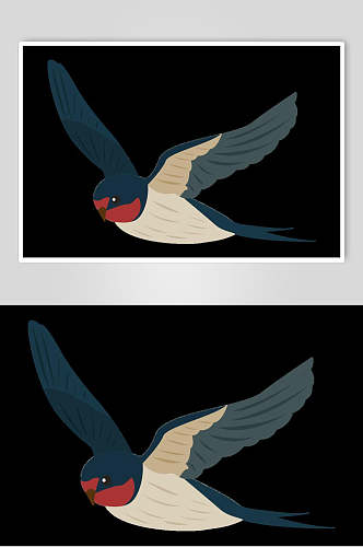 彩色展翅飞翔的燕子矢量插画素材