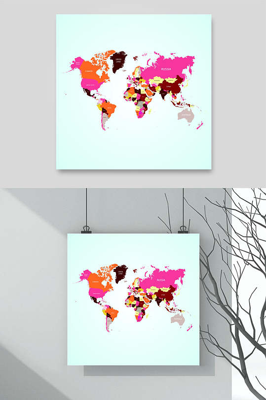 扁平化世界地图矢量背景素材