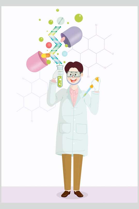 大气极简医药研究员矢量设计素材