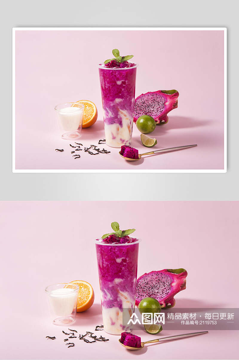 火龙果果汁奶茶食物摄影图片素材
