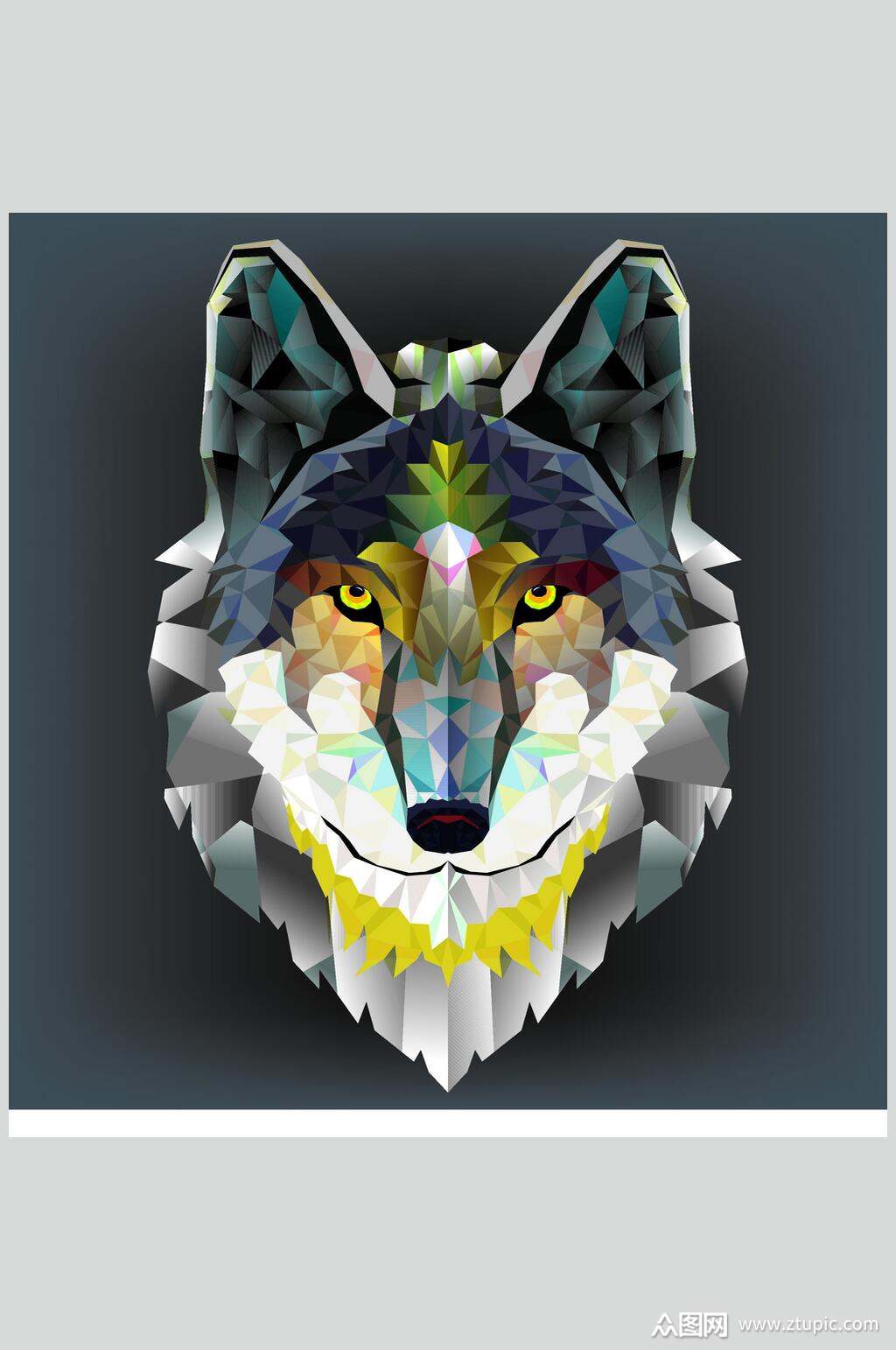 立体动物狼头像素材