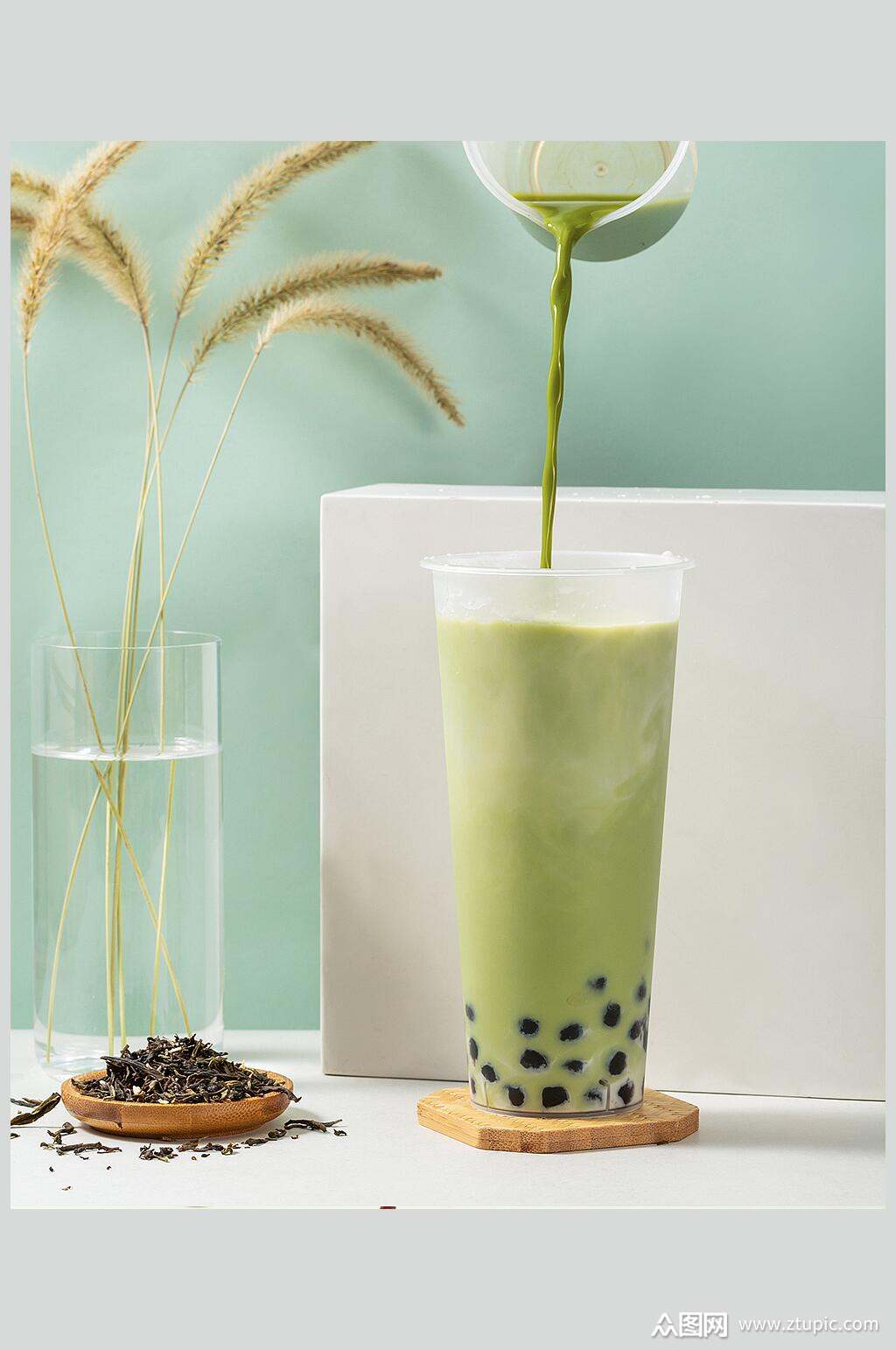 抹茶珍珠果汁奶茶图片