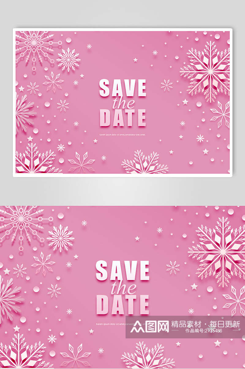 粉色冬季剪纸海报素材