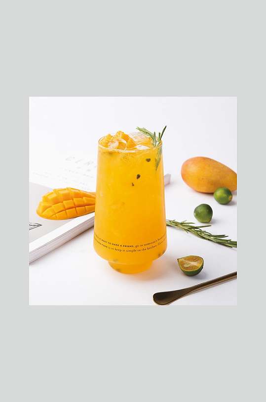 简约大气芒果奶茶图片