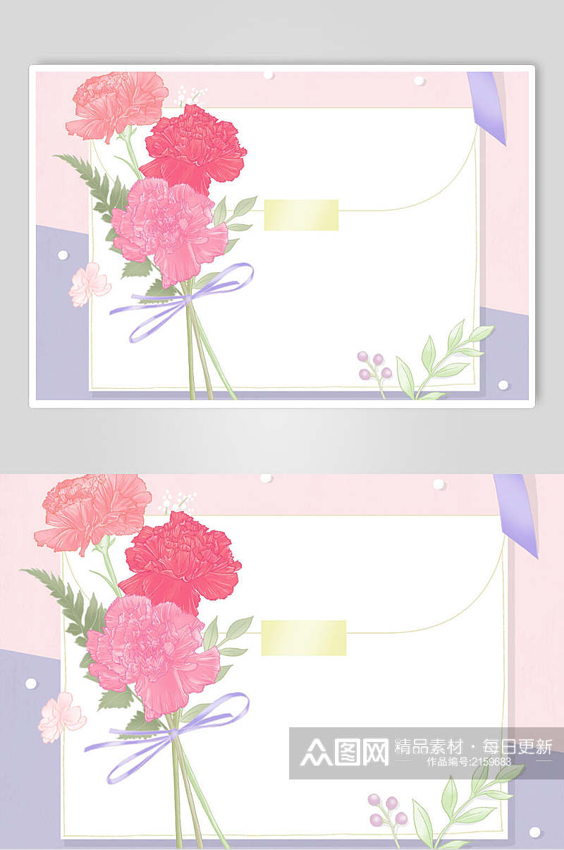 粉紫色信封花卉设计素材素材