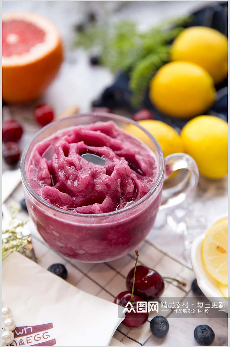 蓝莓冰沙果汁奶茶美食摄影图片素材