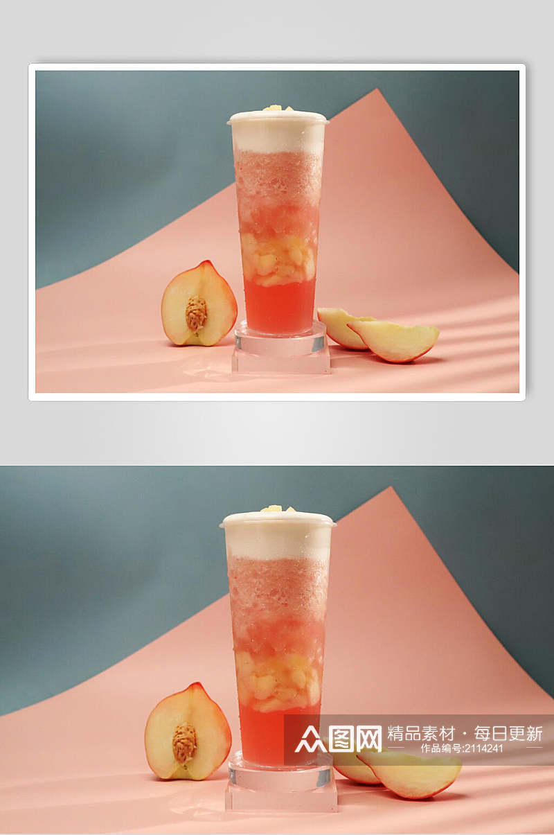 桃之夭夭果汁奶茶食品摄影图片素材